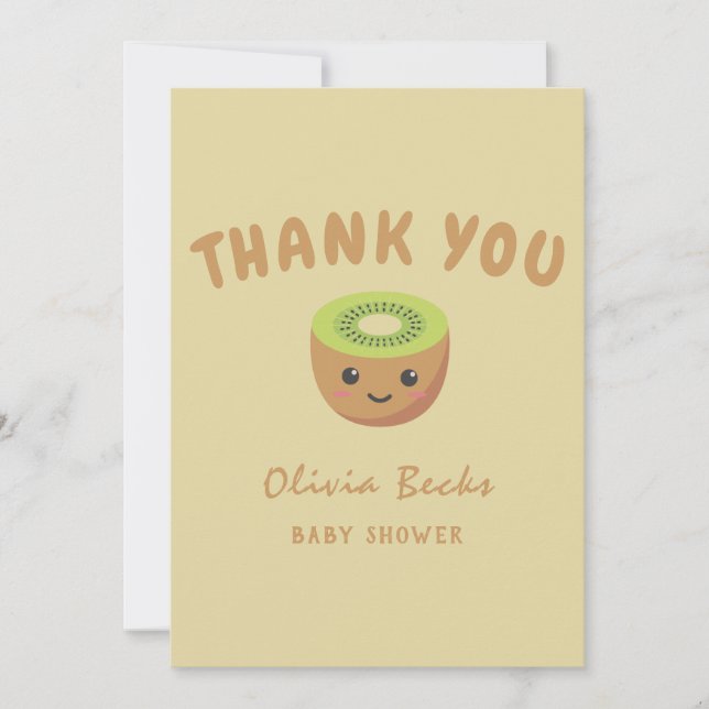 Little Cutie Kiwi Baby Shower  Thank You Card (Front)