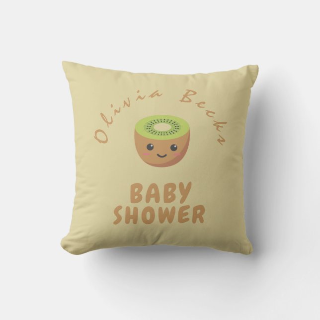 Little Cutie Kiwi Baby Shower  Throw Pillow (Front)