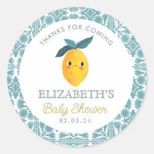 Little Cutie Lemon Citrus Baby Shower Classic Round Sticker