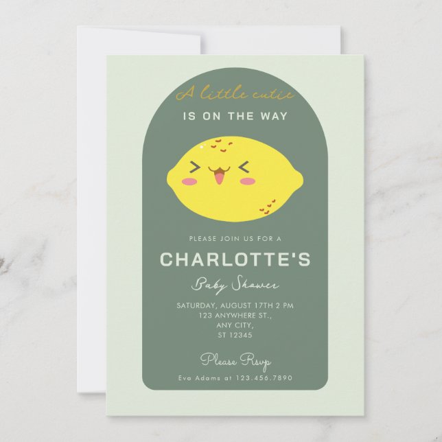 Little Cutie Lemon Citrus Baby Shower Invitation (Front)