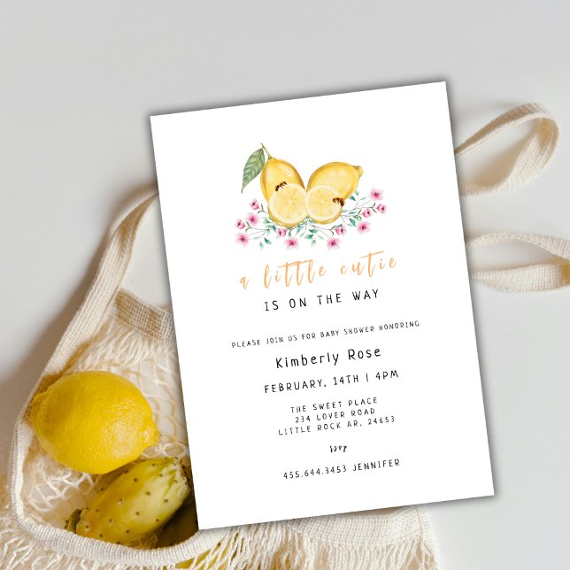 Little Cutie Lemon Citrus Baby Shower  Invitation (Little Cutie Lemon Citrus Baby Shower Invitation)