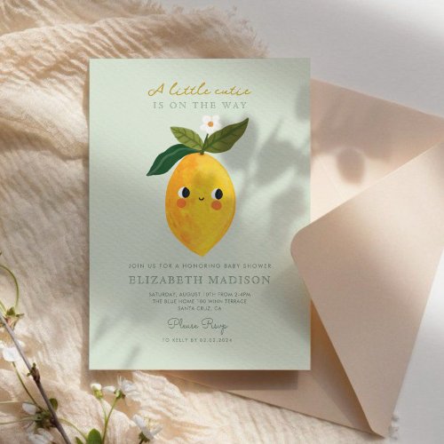 Little Cutie Lemon Citrus  Baby Shower Invitation