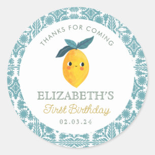 Little Cutie Lemon Citrus Birthday Classic Round Sticker