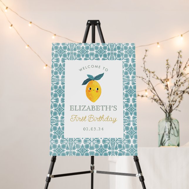 Little Cutie Lemon Citrus Birthday Foam Board (In Situ (Stand))