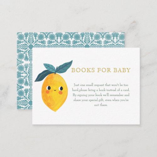 Little Cutie Lemon Citrus BOOKS FOR BABY Enclosure Card