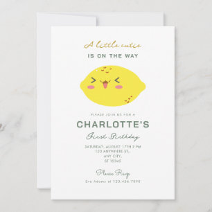 Little Cutie Lemon Citrus First Birthday Invitation
