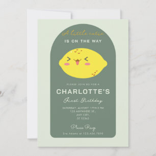 Little Cutie Lemon Citrus First Birthday Invitation