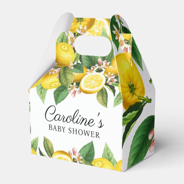 Little Cutie Lemon Citrus Summer Baby Shower Favor Boxes (Front Side)