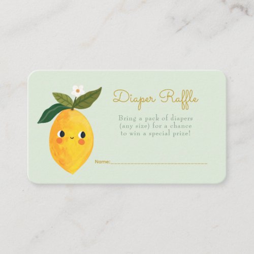 Little Cutie Lemon  Diaper Raffle Enclosure Card