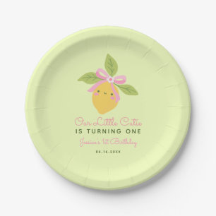 Little Cutie Lemon Fruit Mint Green 1st Birthday  Paper Plates