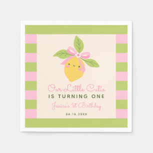 Little Cutie Lemon Fruit Retro 1st Birthday  Napkins