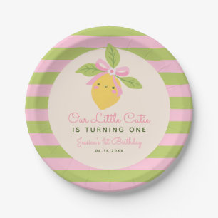 Little Cutie Lemon Fruit Retro 1st Birthday Paper Plates