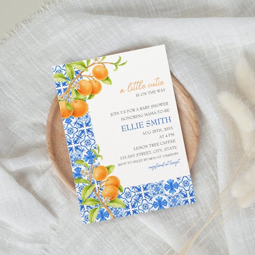 Little Cutie  Mediterranean Citrus Baby Shower  Invitation
