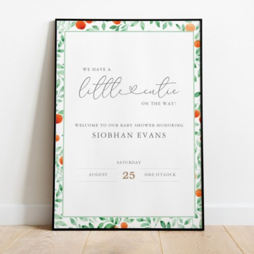 Little Cutie Modern Baby Shower Welcome Poster