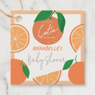 Little Cutie Modern Orange Baby Shower Favor Tags