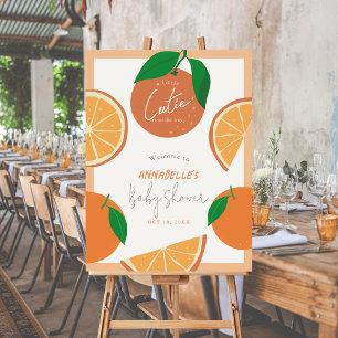 Little Cutie Modern Orange Baby Shower Welcome Foam Board