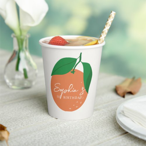 Little Cutie Modern Orange Birthday Paper Cups