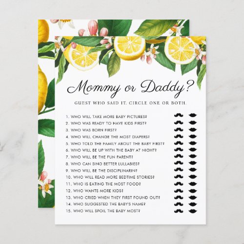 Little Cutie Mommy or Daddy Baby Shower Game