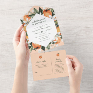 Little Cutie On The Way Baby Shower All In One Invitation