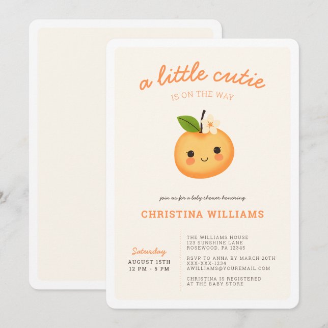 Little Cutie On The Way Baby Shower Invitation (Front/Back)