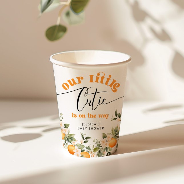 Little cutie on the way baby shower oranges paper cups (Creator Uploaded)