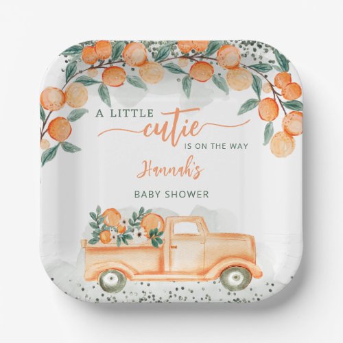 Little Cutie On The Way Baby Shower  Paper Plates