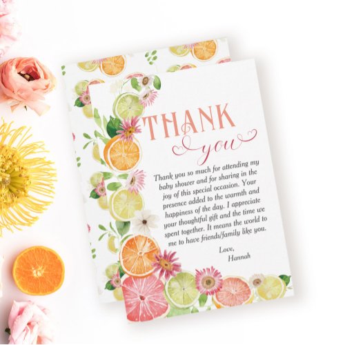 Little Cutie on the Way Baby Shower  Thank You Card