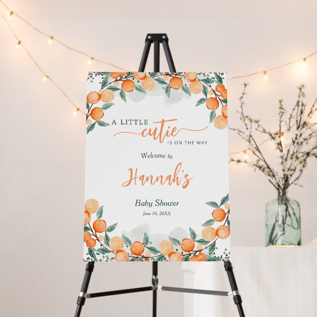 Little Cutie On The Way Baby Shower Welcome Sign (In Situ (Stand))