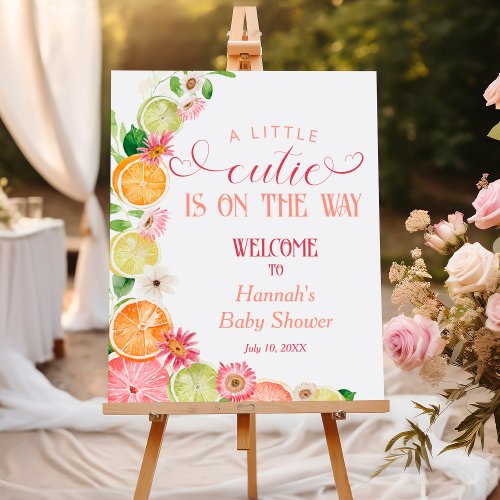 Little Cutie on the Way Baby Shower Welcome Sign