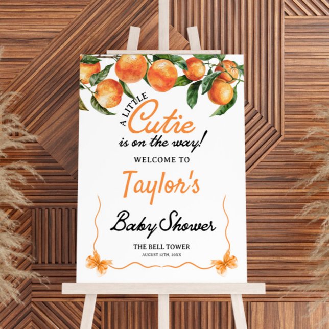 Little Cutie On the Way Baby Shower Welcome Sign (little cutie is on the way baby shower welcome sign)