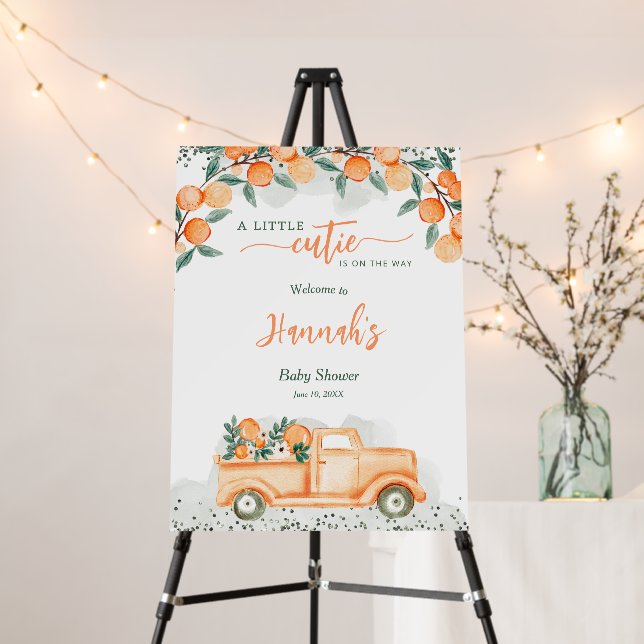 Little Cutie On The Way Baby Shower Welcome Sign (In Situ (Stand))