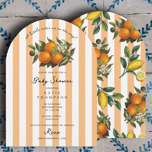 Little Cutie On the Way Citrus Baby Shower Invitation