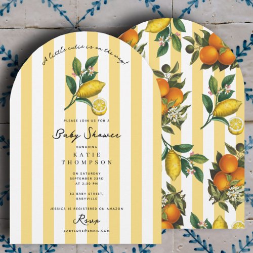 Little Cutie On the Way Citrus Baby Shower Invitation