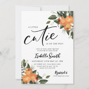 Little Cutie On The Way Citrus Orange Baby Shower  Invitation