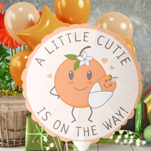 Little Cutie On the way  Cute Orange Baby Shower  Balloon