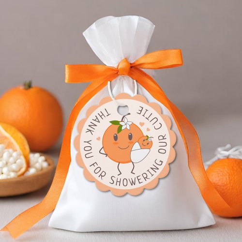 Little Cutie On the way  Cute Orange Baby Shower  Favor Tags