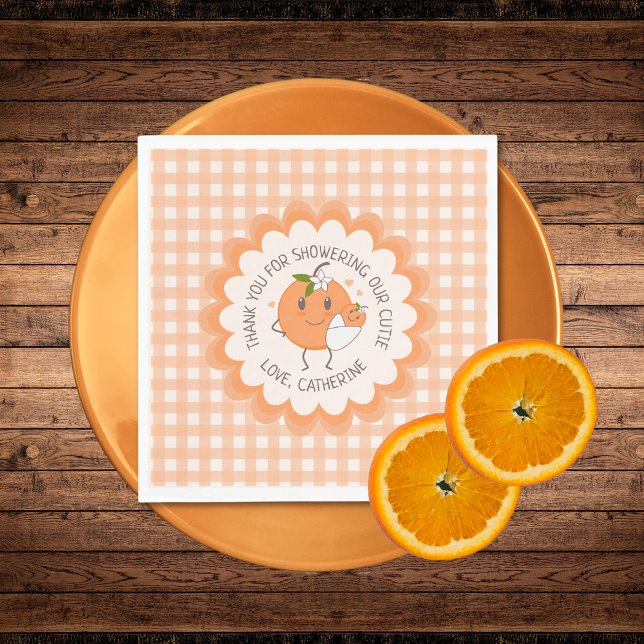Little Cutie On the way | Cute Orange Baby Shower  Napkins (Creator Uploaded)