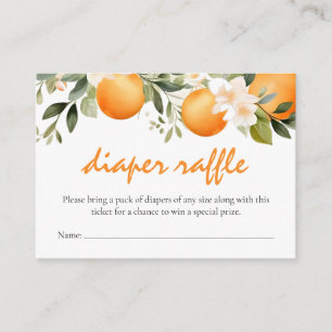 Little Cutie On The Way Diaper Raffle Citrus Enclosure Card