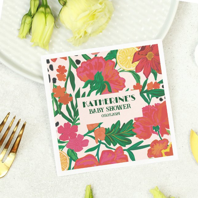 Little cutie on the way Lemon citrus baby shower Napkins (Creator Uploaded)