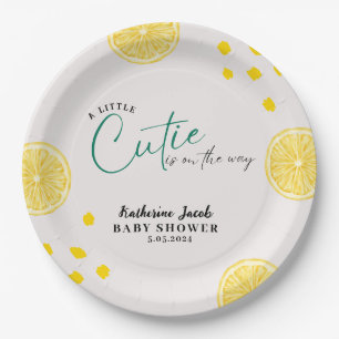 Little cutie on the way Lemon citrus baby shower Paper Plates