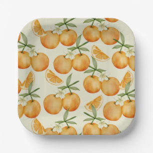 Little Cutie On The Way Orange Citrus Baby Shower Paper Plates