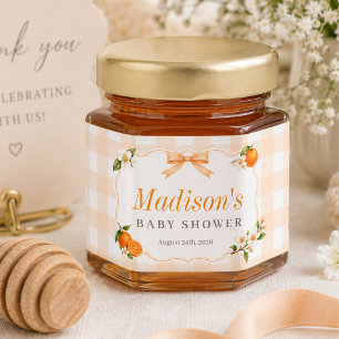 Little Cutie On The Way Orange Elegant Baby Shower Honey Jar Favors
