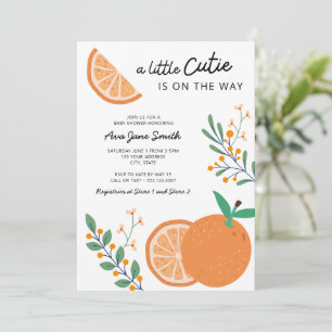 Little Cutie on the Way Orange Theme Baby Shower Invitation