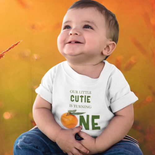 Little Cutie Orange 1st Birthday Baby T_Shirt