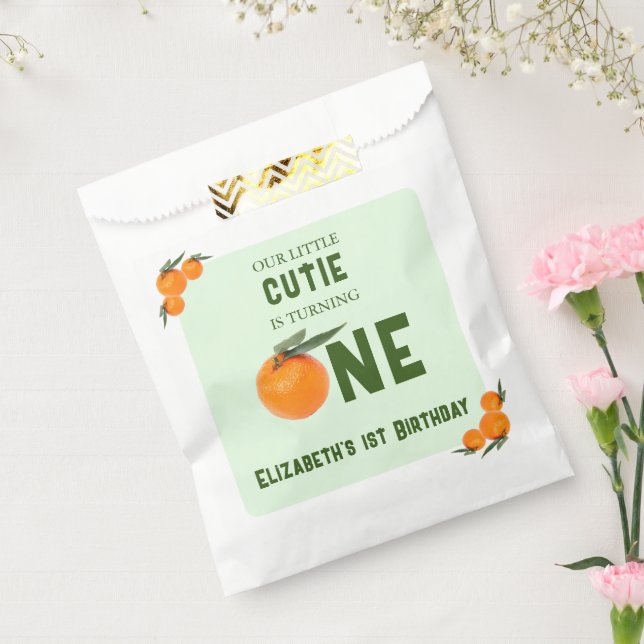Little Cutie Orange 1st Birthday Favor Bag (Sealed)