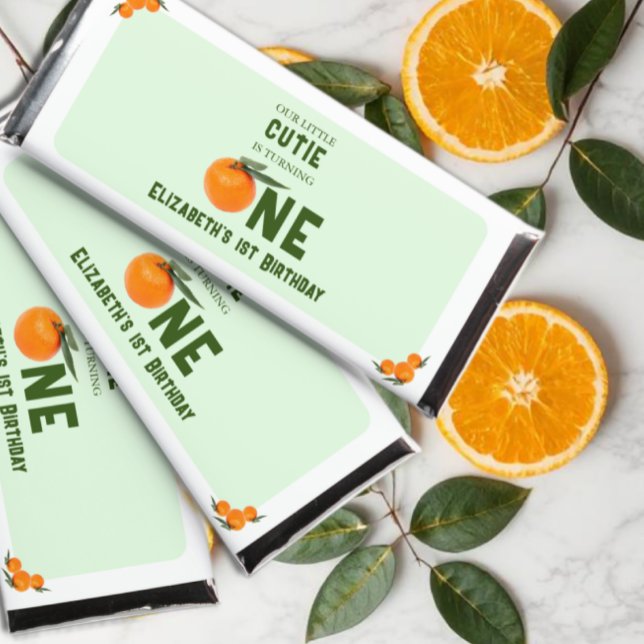 Little Cutie Orange 1st Birthday Hershey Bar Favors (Creator Uploaded)