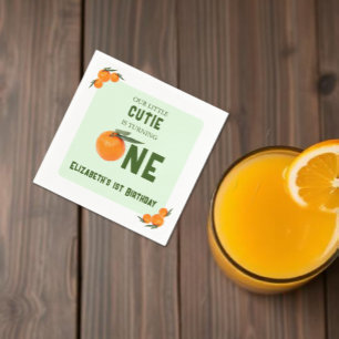 Little Cutie Orange 1st Birthday Napkins