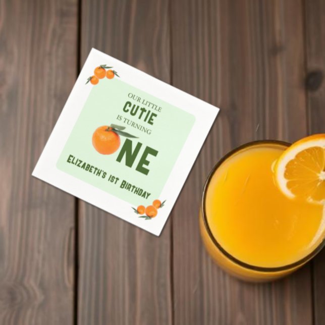 Little Cutie Orange 1st Birthday Napkins (Creator Uploaded)