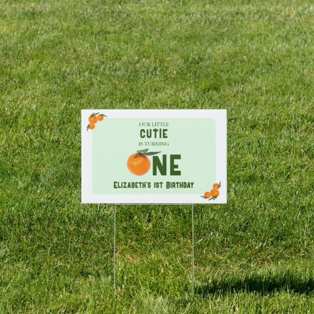 Little Cutie Orange 1st Birthday Sign (Insitu)