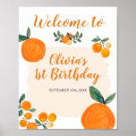 Little Cutie Orange 1st Birthday Welcome Sign at Zazzle